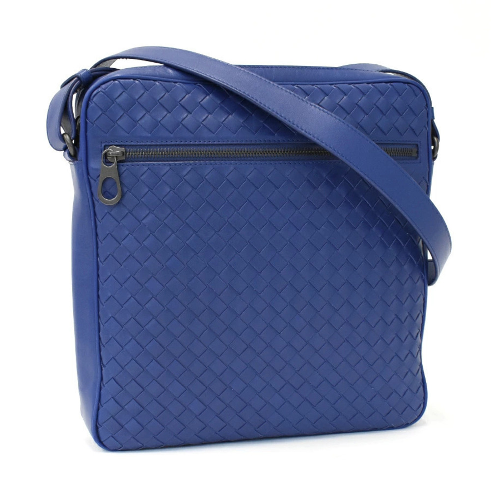 Bottega Veneta Crossbody Bag Intrecciato Leather Blue